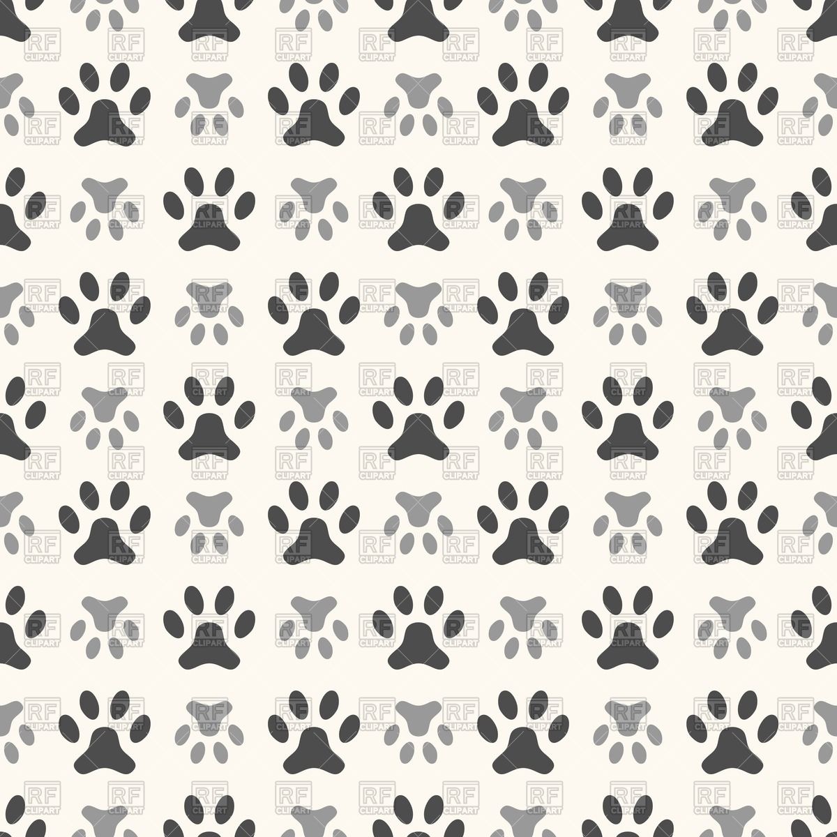 Dog Paw Print And Bone Background Pattern