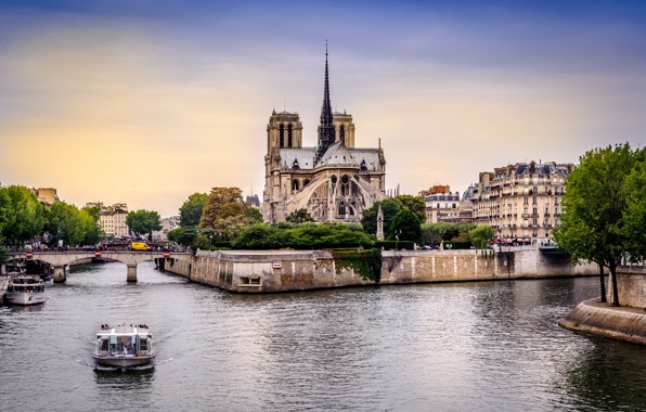 France Notre Dame Cathedral The River Seine Boat Wallpaper