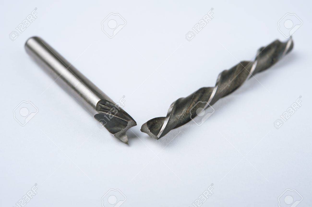 Broken Drill Bit For Woodworking On White Background Shallow