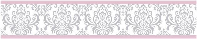 Sweet Jojo Designs Elizabeth Pink And Gray Damask Wallpaper Border Htm