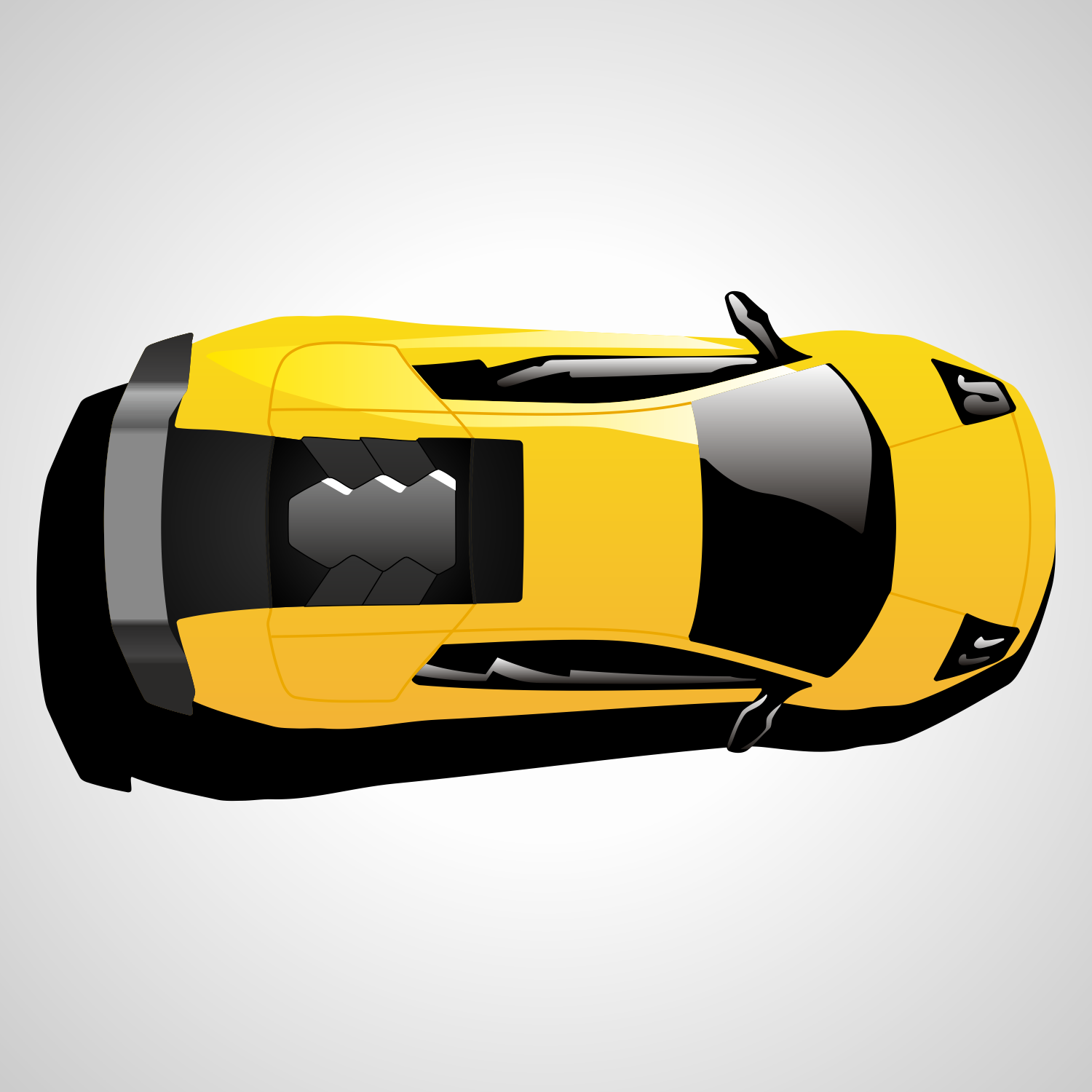 Yellow Lamborghini Cartoon Car - Top View
