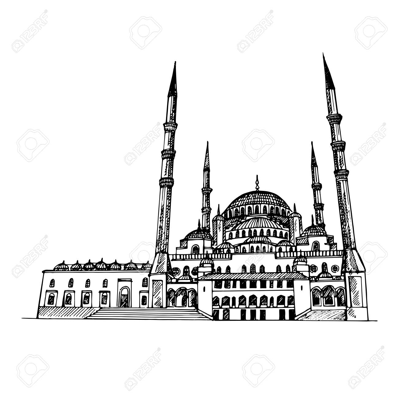 Hand Drawn Sketch Style Hagia Sophia Isolated On White Background