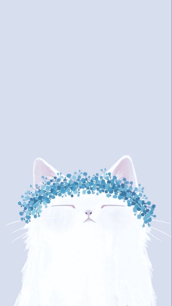Sleepy Pearly Cat With Flower Crown Wallpaper Version Gold