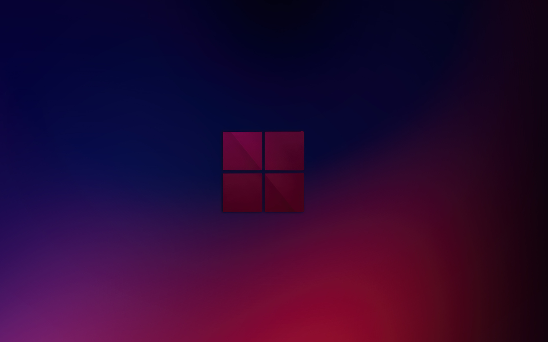 Abstract 4K Windows wallpaper with a gradient of dark blue and crimson, featuring the iconic Windows logo in a matching red hue