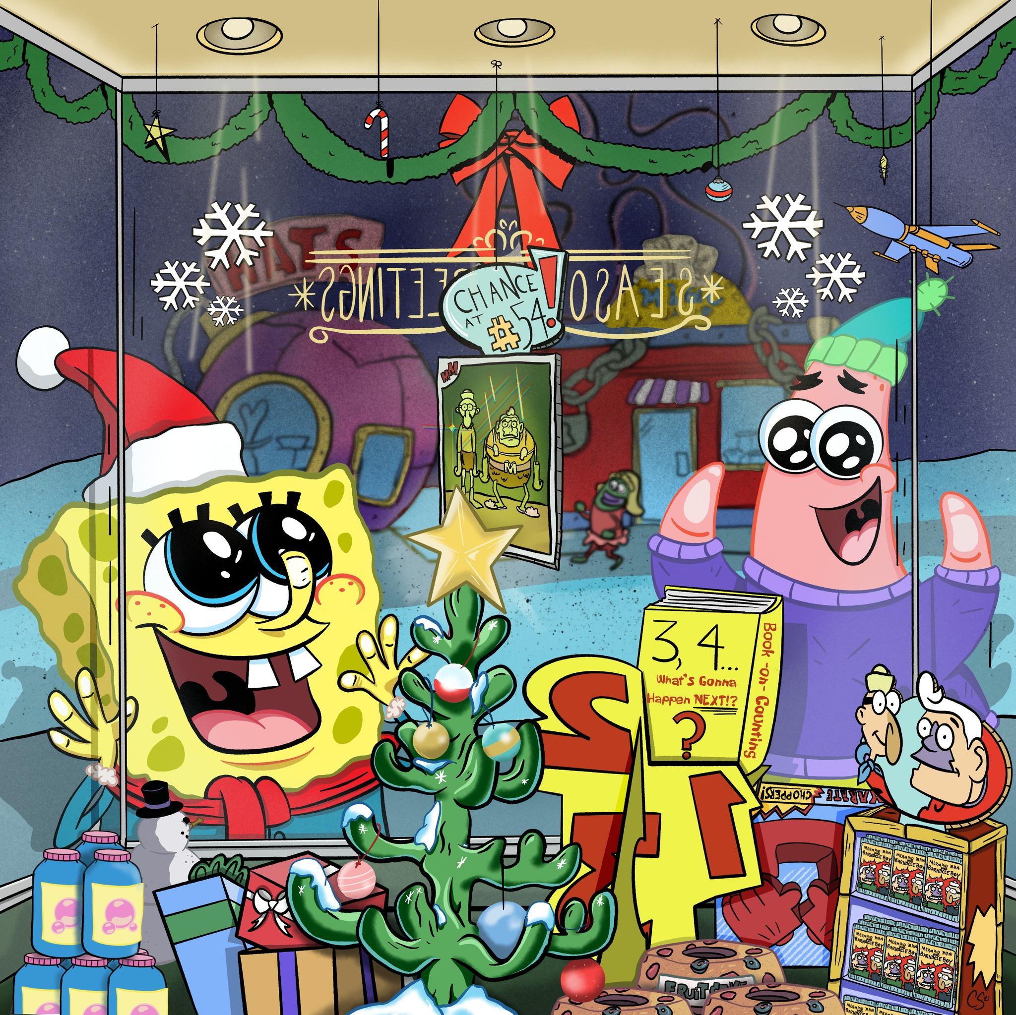 Spongebob Squarepants Holiday Window Shopping In Bikini Bottom