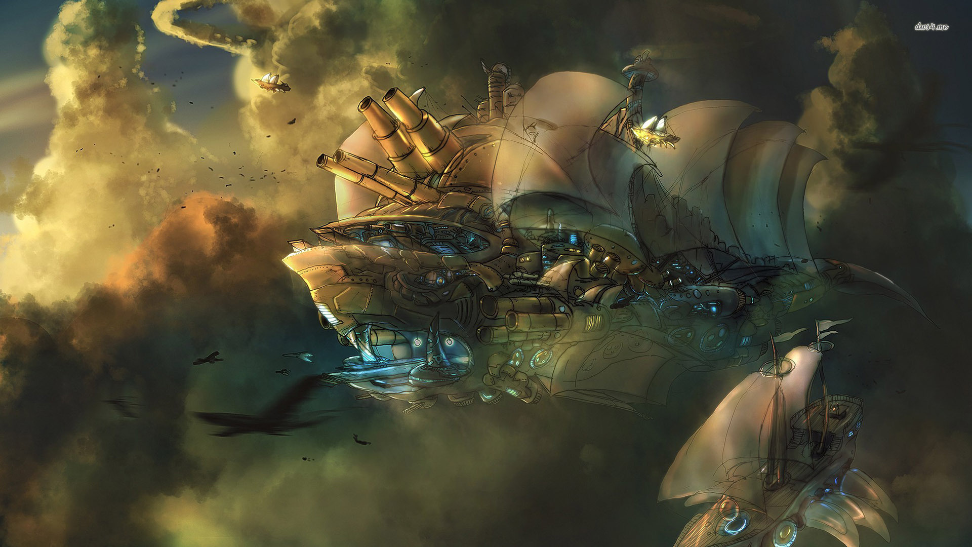 Flying Steampunk Battleship Wallpaper And Image