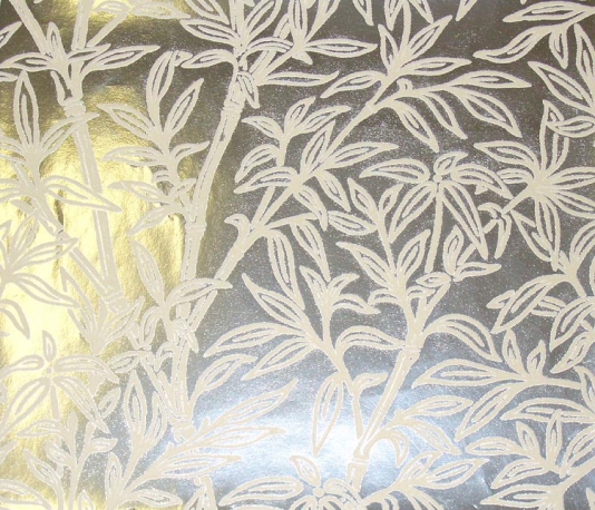 Cream Bamboo Flock Wallpaper Silver Foil Wallpaper