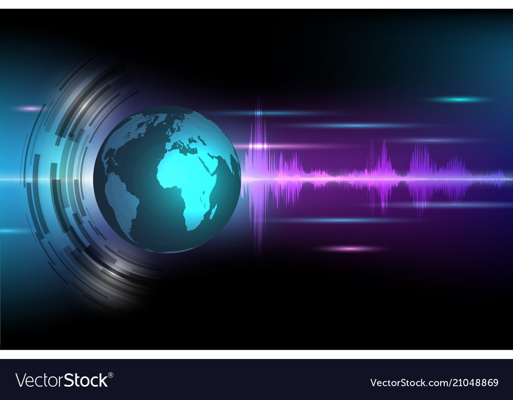 Abstract Global With Sound Wave Background Vector Image