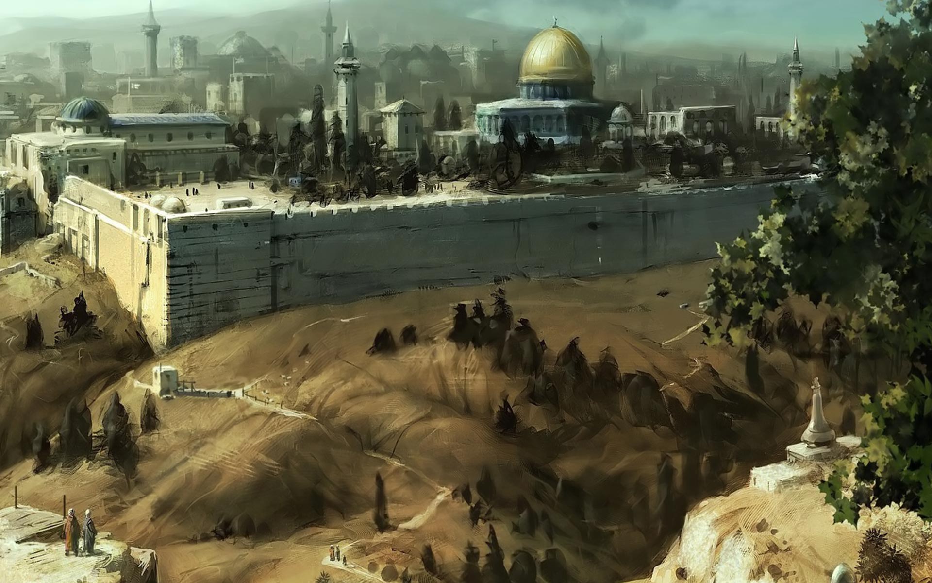 Jerusalem Oil Painting S Background Wallpaper