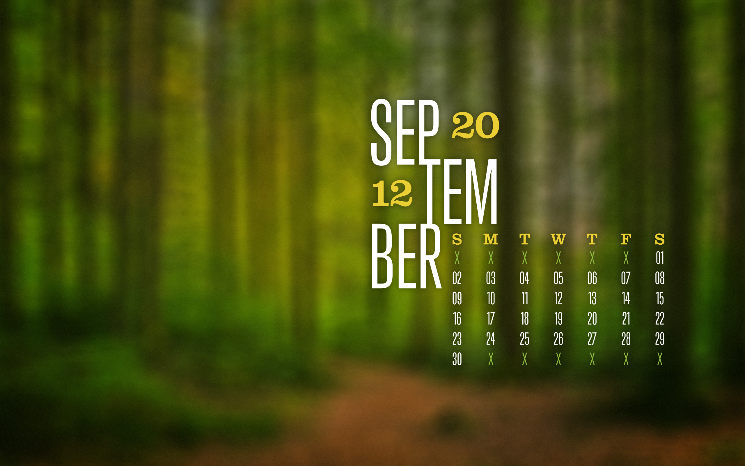 September 2012 Desktop Calendar Wallpaper Paper Leaf Design