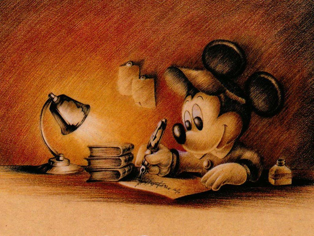 Mouse Wallpaper Archive Mickey Studying Sketch