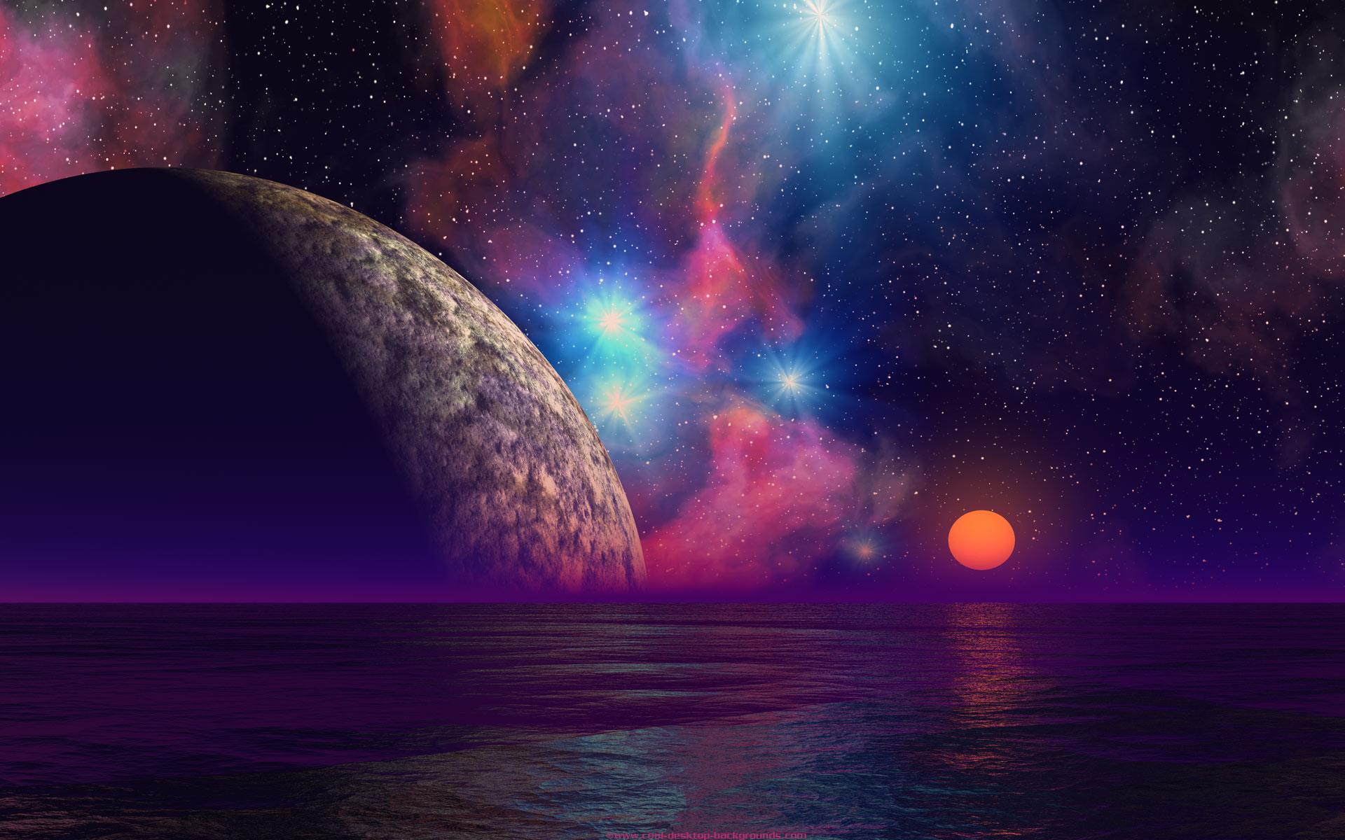 Alien Sunset Background Cool Plas Scifi Desktop Wallpaper