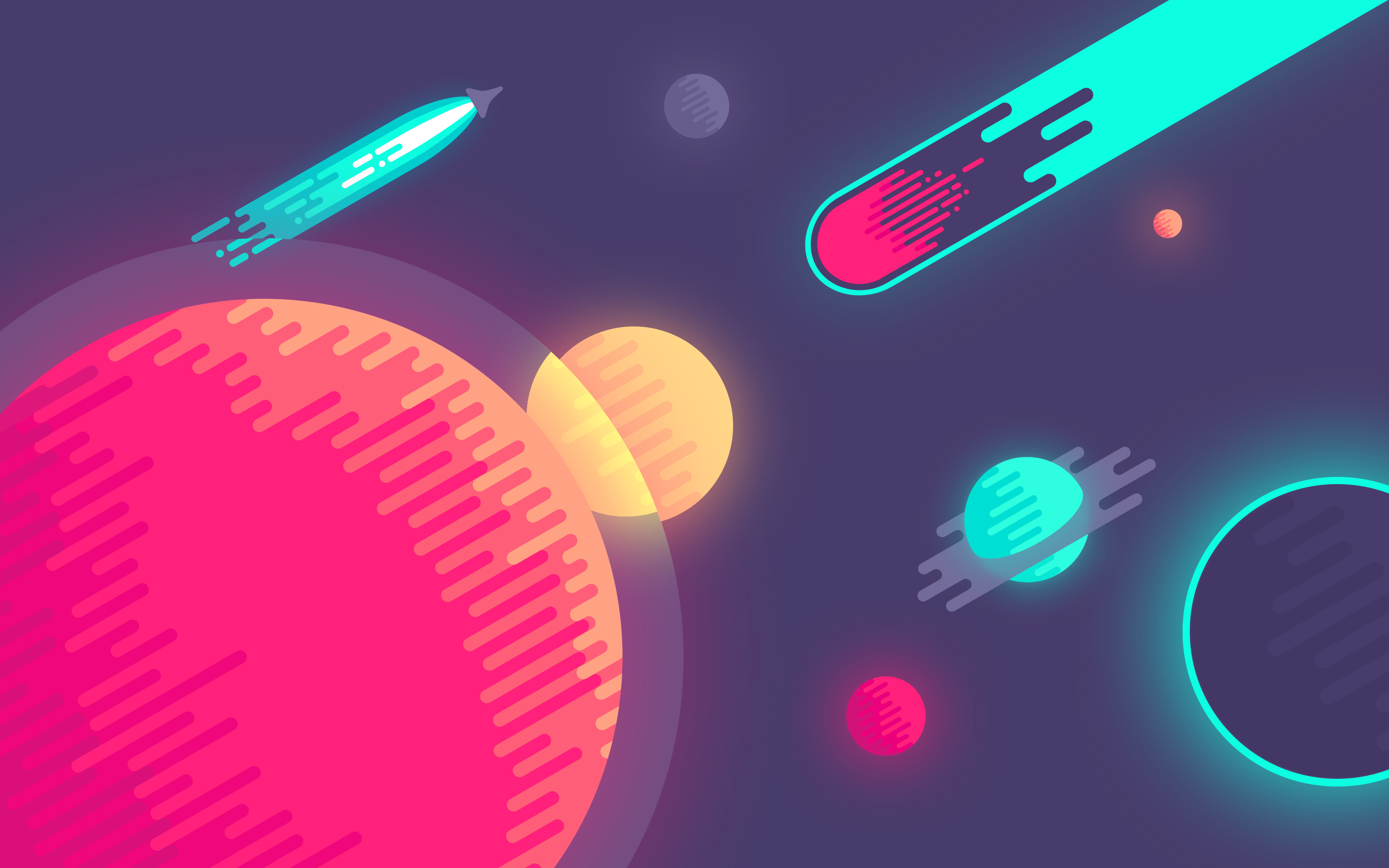 Space Ship Et Neon Illustration Desktop Wallpaper