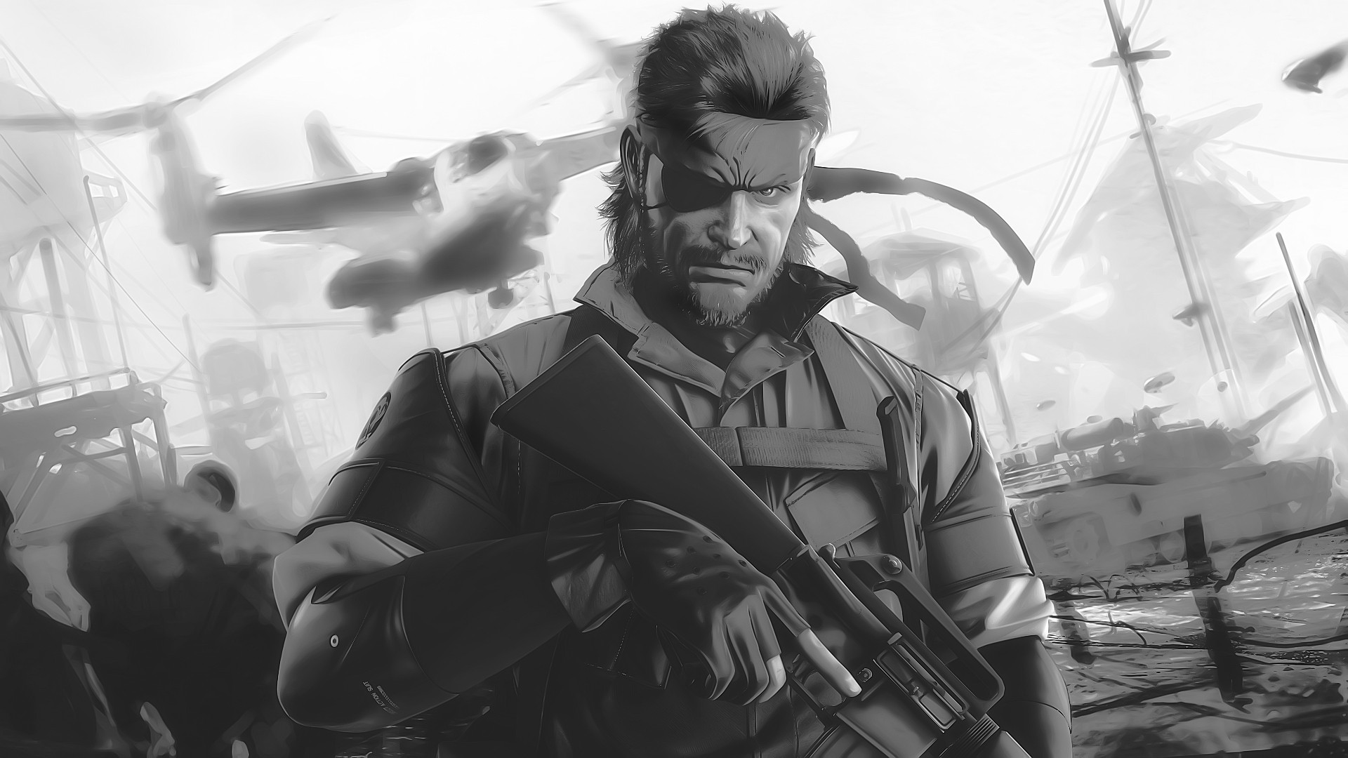 Metal Gear Solid Monochrome Artwork Peace Walker Big Boss Wallpaper