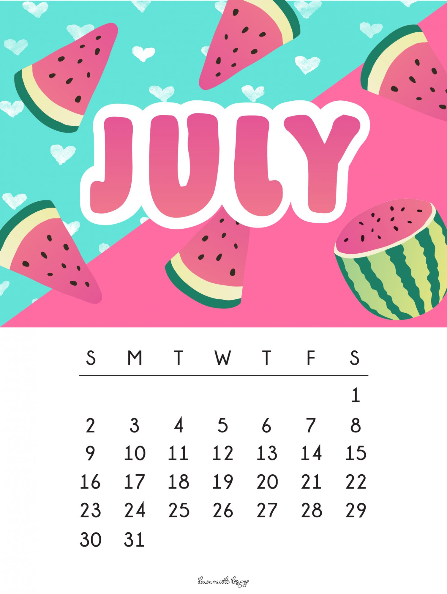 Free Download July 2017 Calendar Tech Pretties Dawn Nicole Designs 