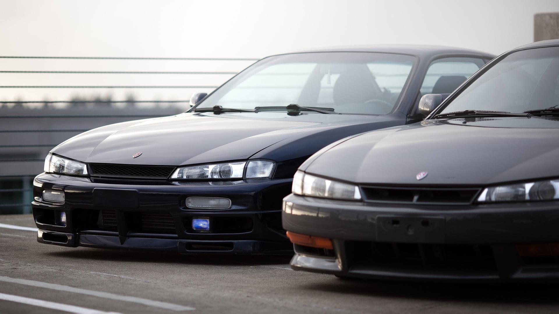 Two Black Cars Nissan Silvia S14 Kouki Car HD Wallpaper