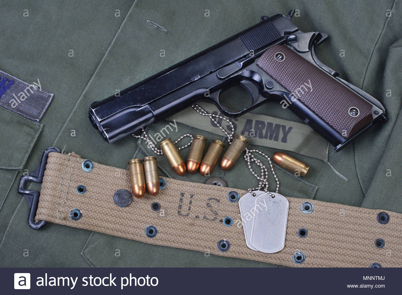 Colt Government M1911 With Us Army Uniform Texture Background