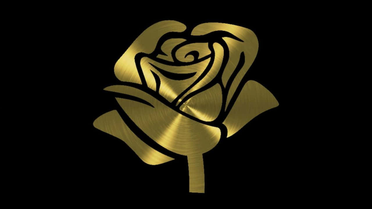 A Gold Rose On Black Background Wallpaper
