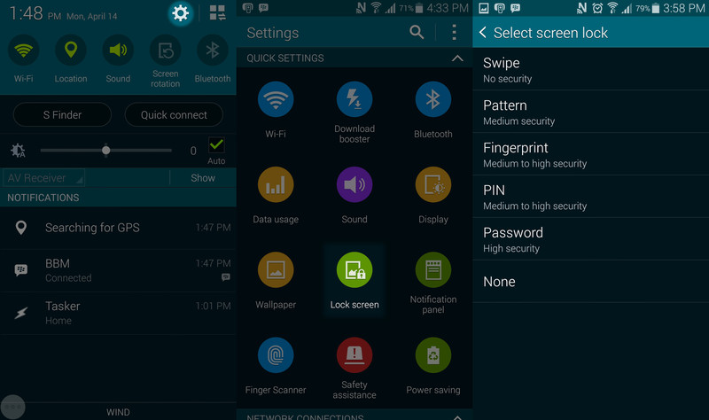 Lock Screen Password Or Fingerprint Scan On The Samsung Galaxy S5