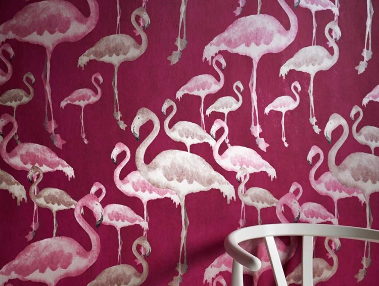 Flamingo Beach Orchid Designer Contemporary Wallpaper