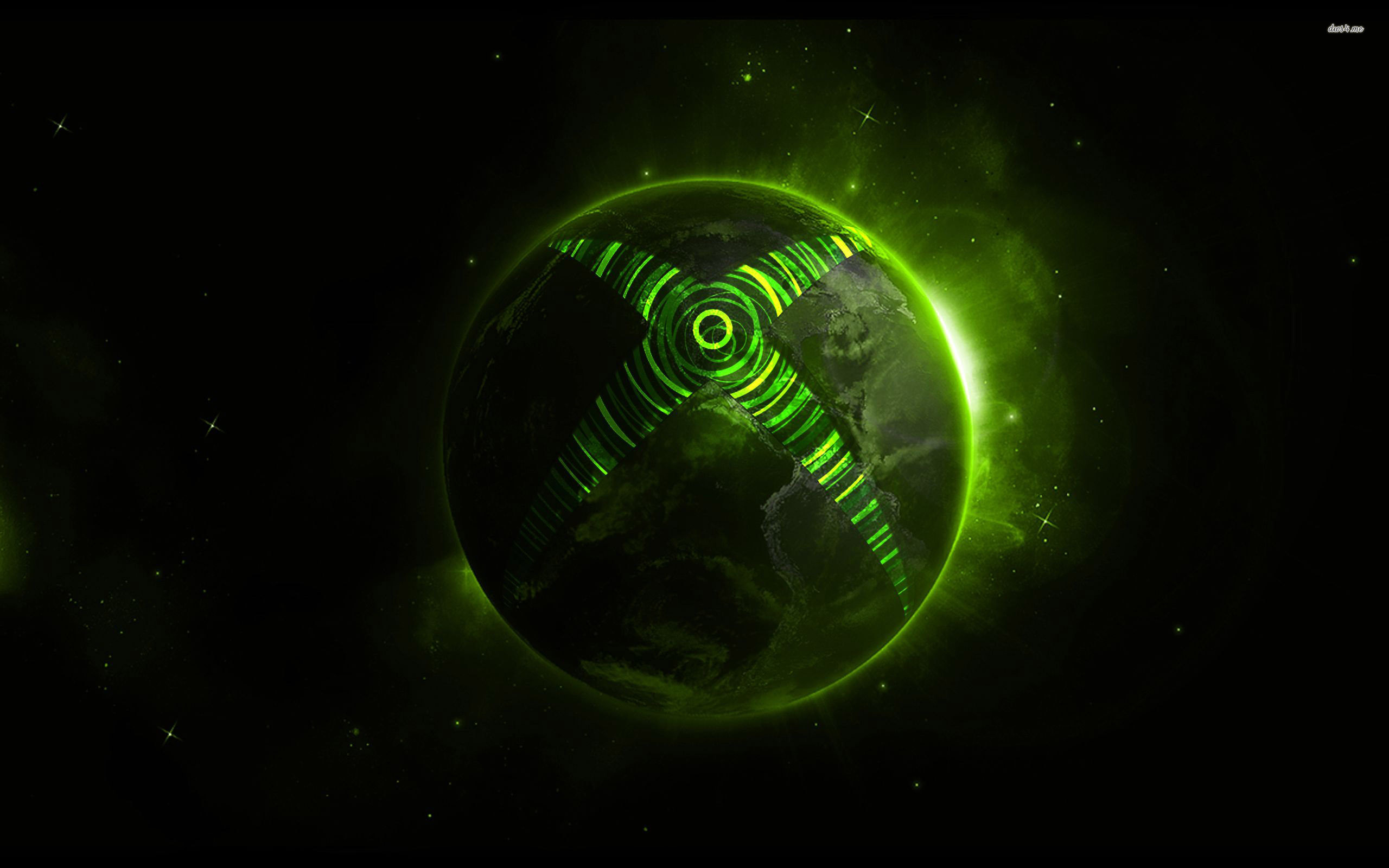 Xbox Logo on a Green Planet Wallpaper