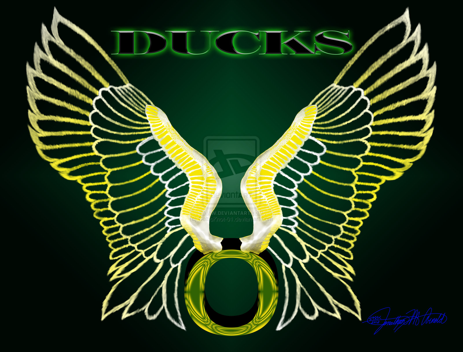 Oregon Ducks Wings Yellow By Drakowolff