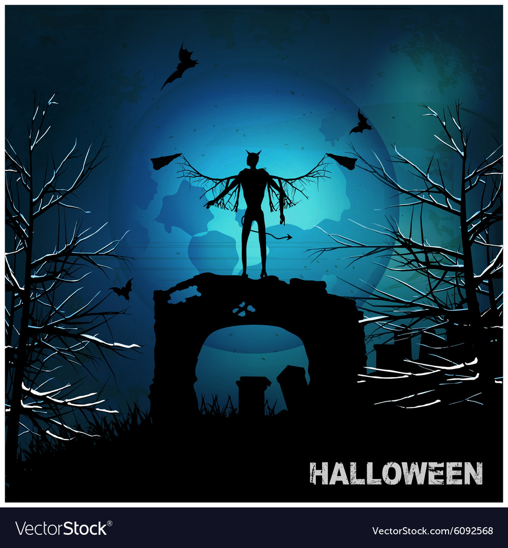 Halloween Grunge Background With Evil Angel And Vector Image