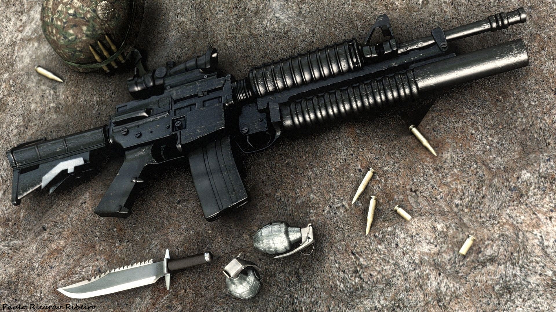 M4 Carbine Grenade Launcher Wallpaper HD
