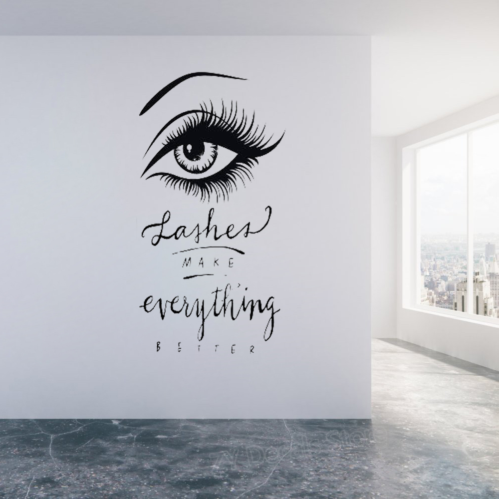 Hot New Design Eyelashes Quote Wall Sticker Eyebrows Decor