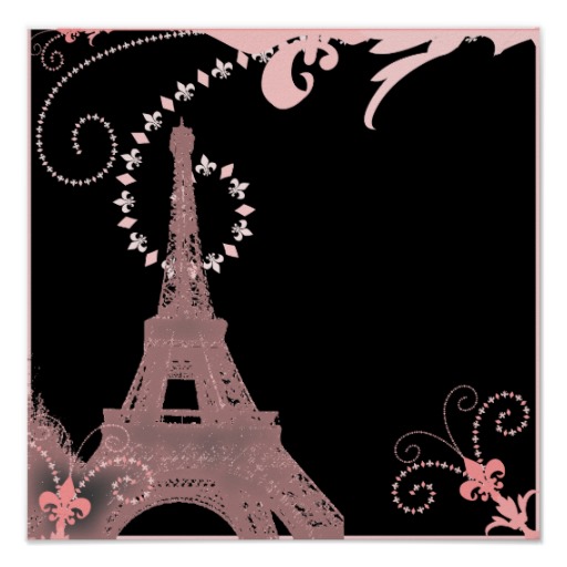 Girly Elegant Pink Eiffel Tower Paris Vintage Poster