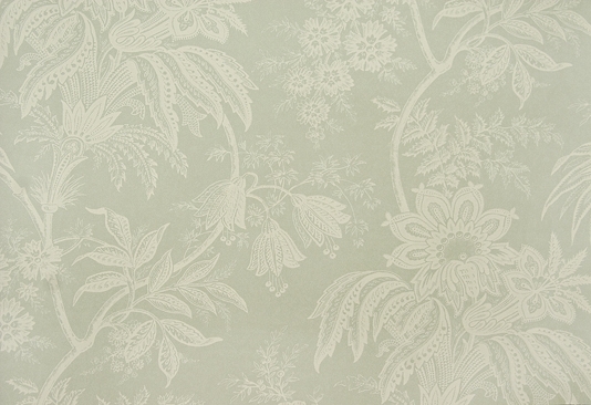 Jacobean Toile Wallpaper Duckegg With Beige Floral Design