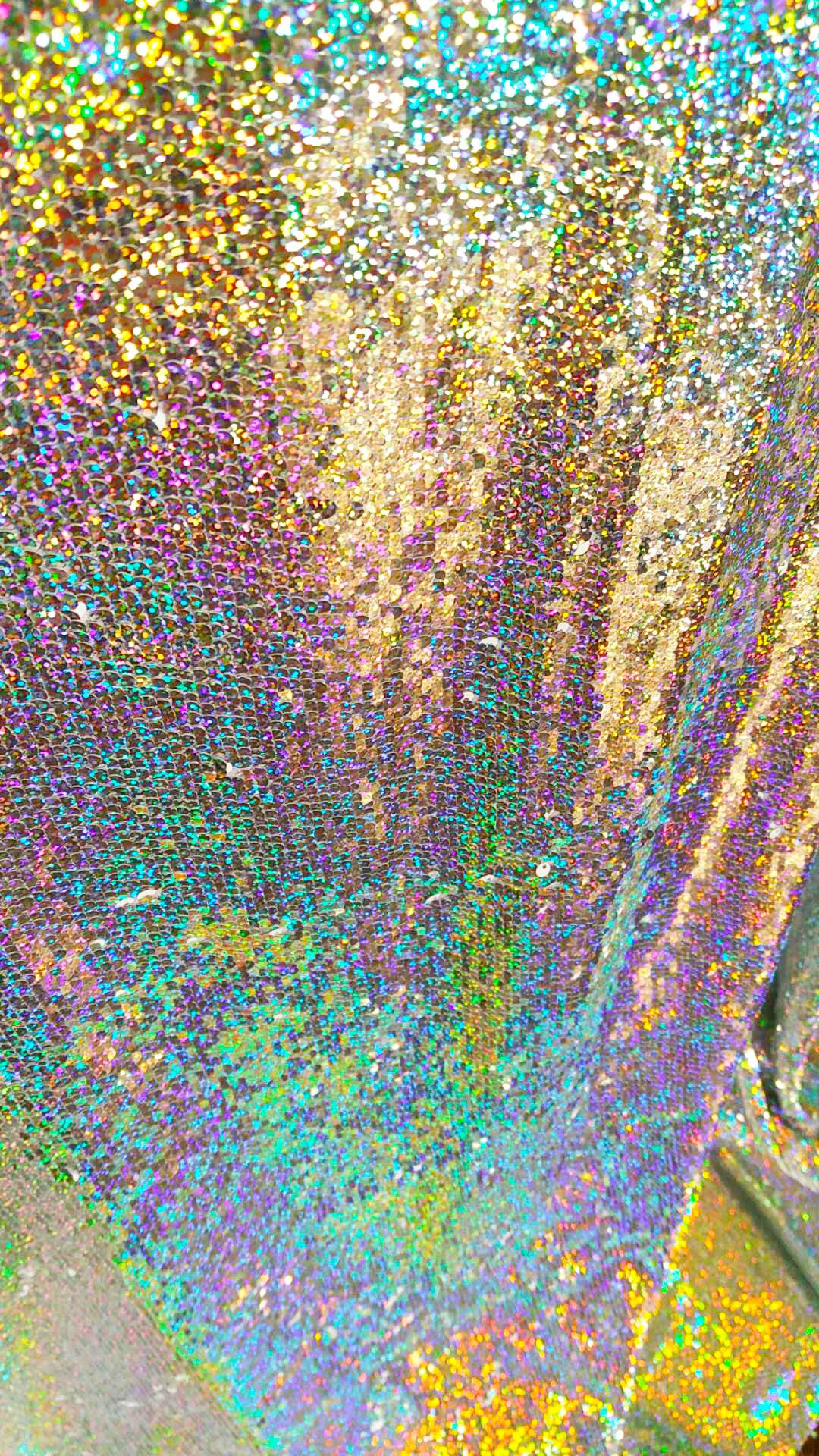 Silver Holographic Iridescent Fabric Glitter Backdrop