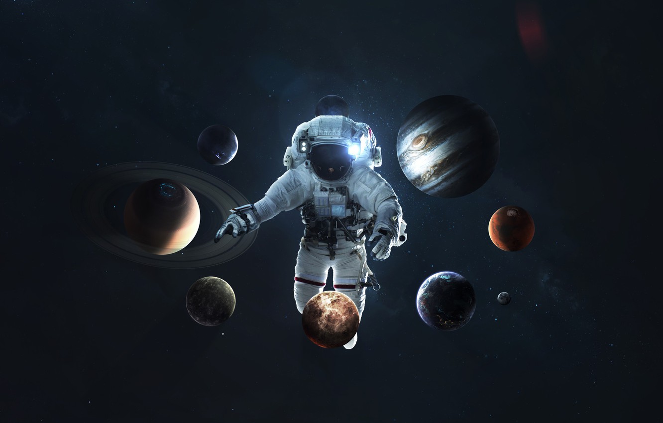 Wallpaper Saturn The Moon Space Earth Pla Astronaut