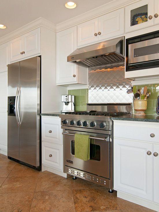 Ordinary Stove Backsplash Stainless Steel With White