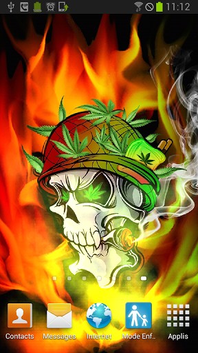 Bigger Skullfire Smoke Weed Animated For Android Screenshot