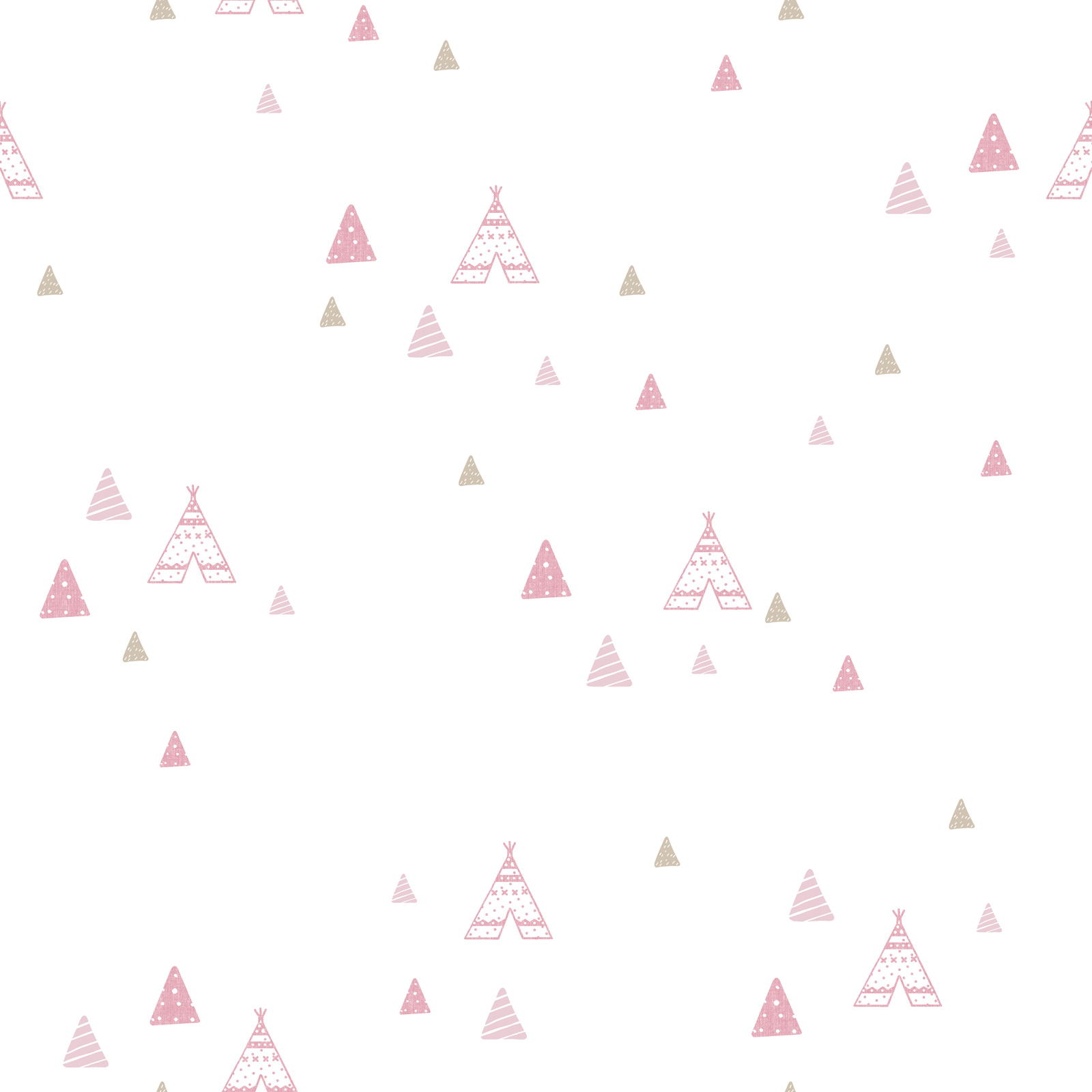 Kids Wallpaper Tipi Tent White Pink Babylandia