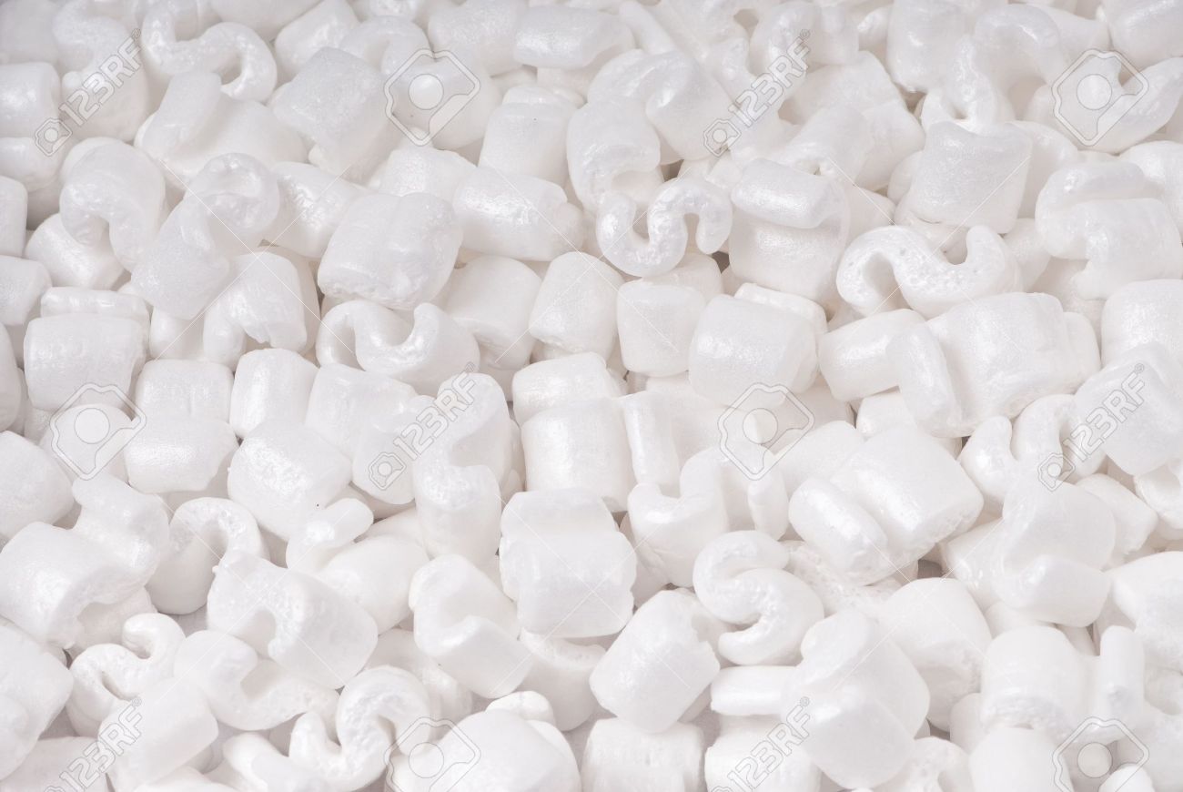 Closeup Of Packing Peanuts As A Texture Background Stock Photo