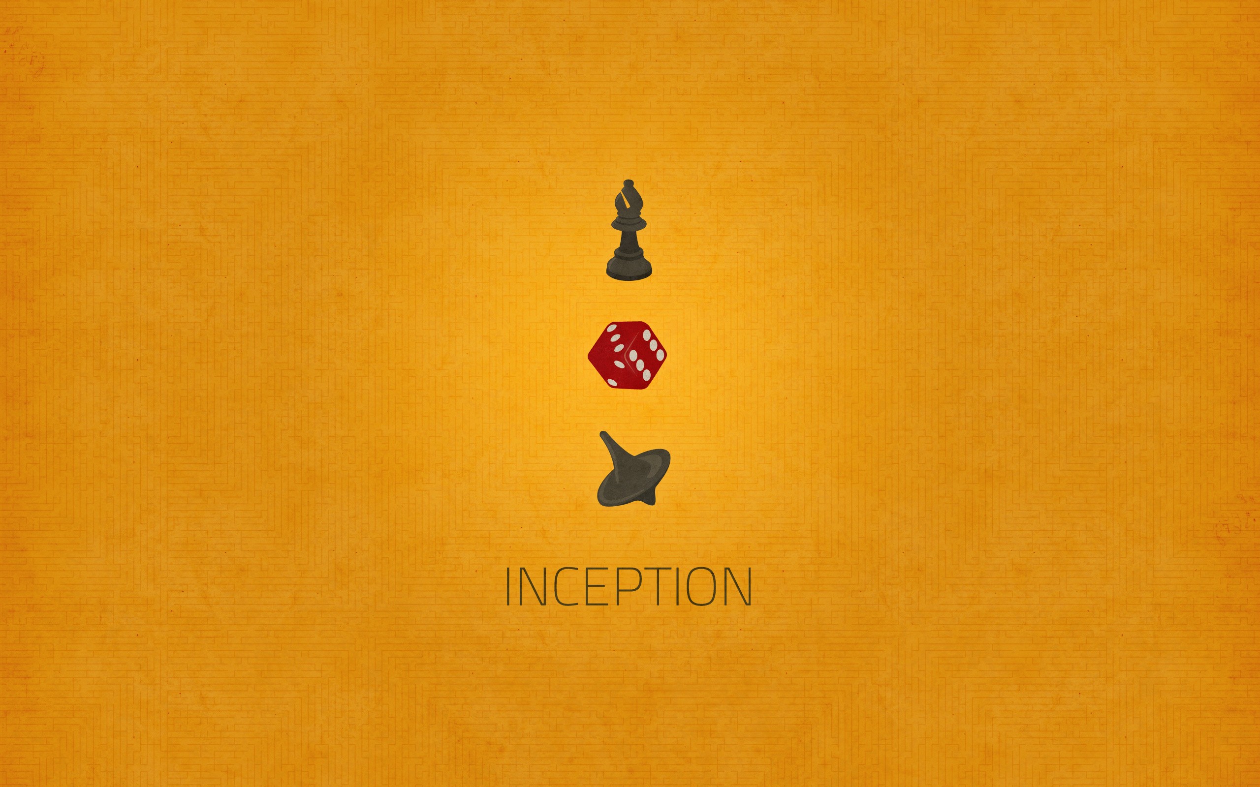 Minimalistic Text Inception Dice Chess Pieces Token Yellow