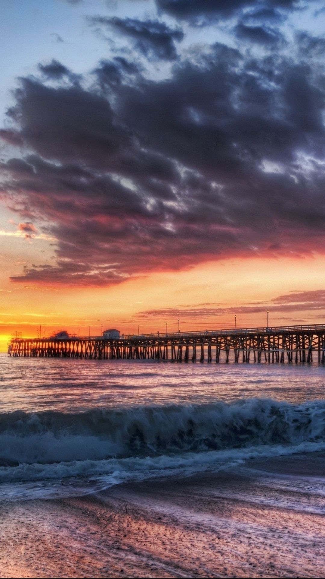 California Beach Dock Sunset iPhone Wallpaper