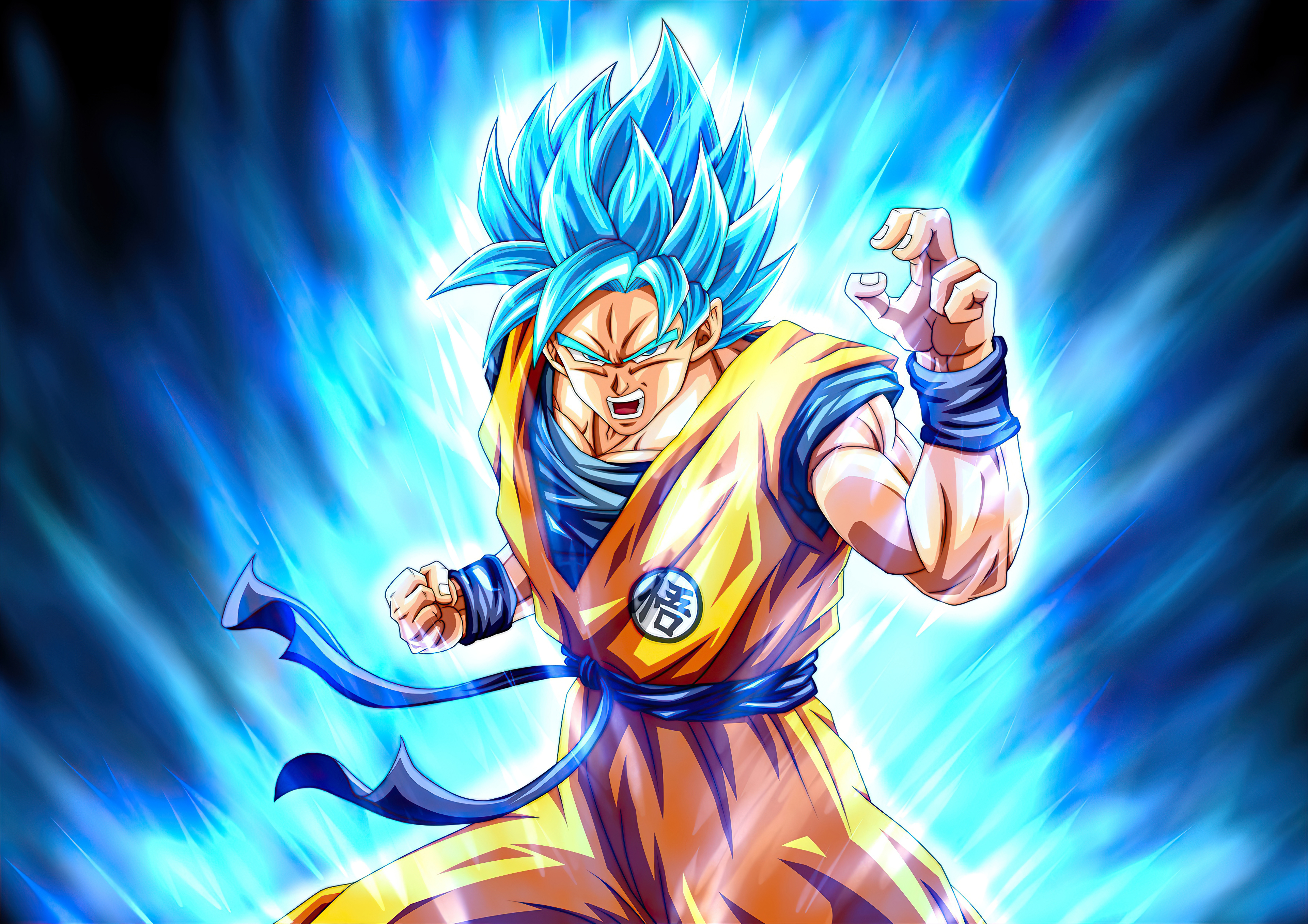 Goku Super Saiyan Blue powering up in Dragon Ball Super