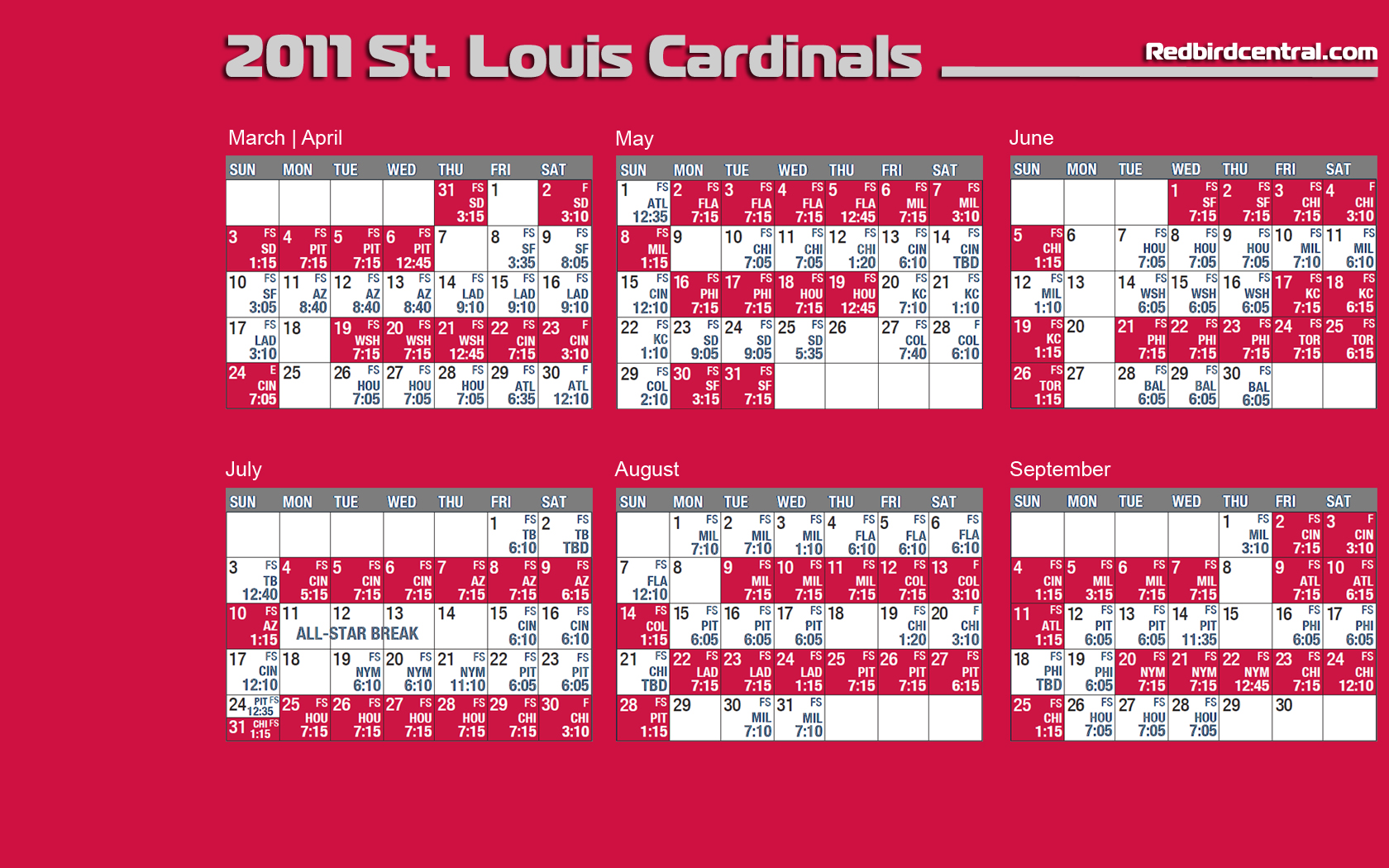 Cardinals Wallpaper St Louis Promotional Schedule