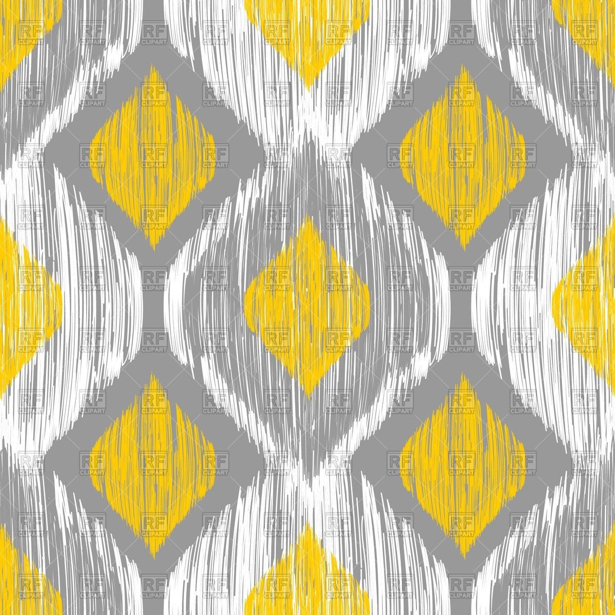 Ikat Ethnic Seamless Yellow And Gray Pattern Royalty
