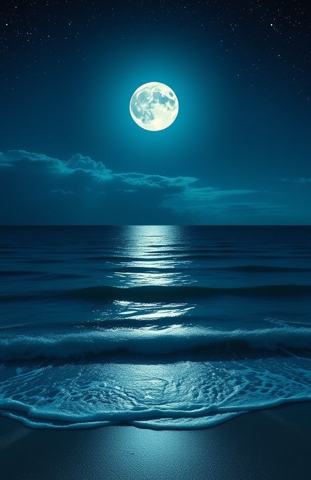 Moon Over Ocean Wallpaper