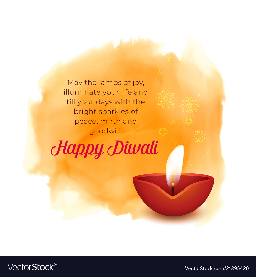 Artistic Diwali Background With Diya And Orange Vector Image