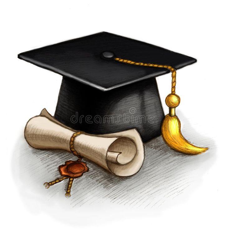 Graduation Cap And Diploma Drawing Of