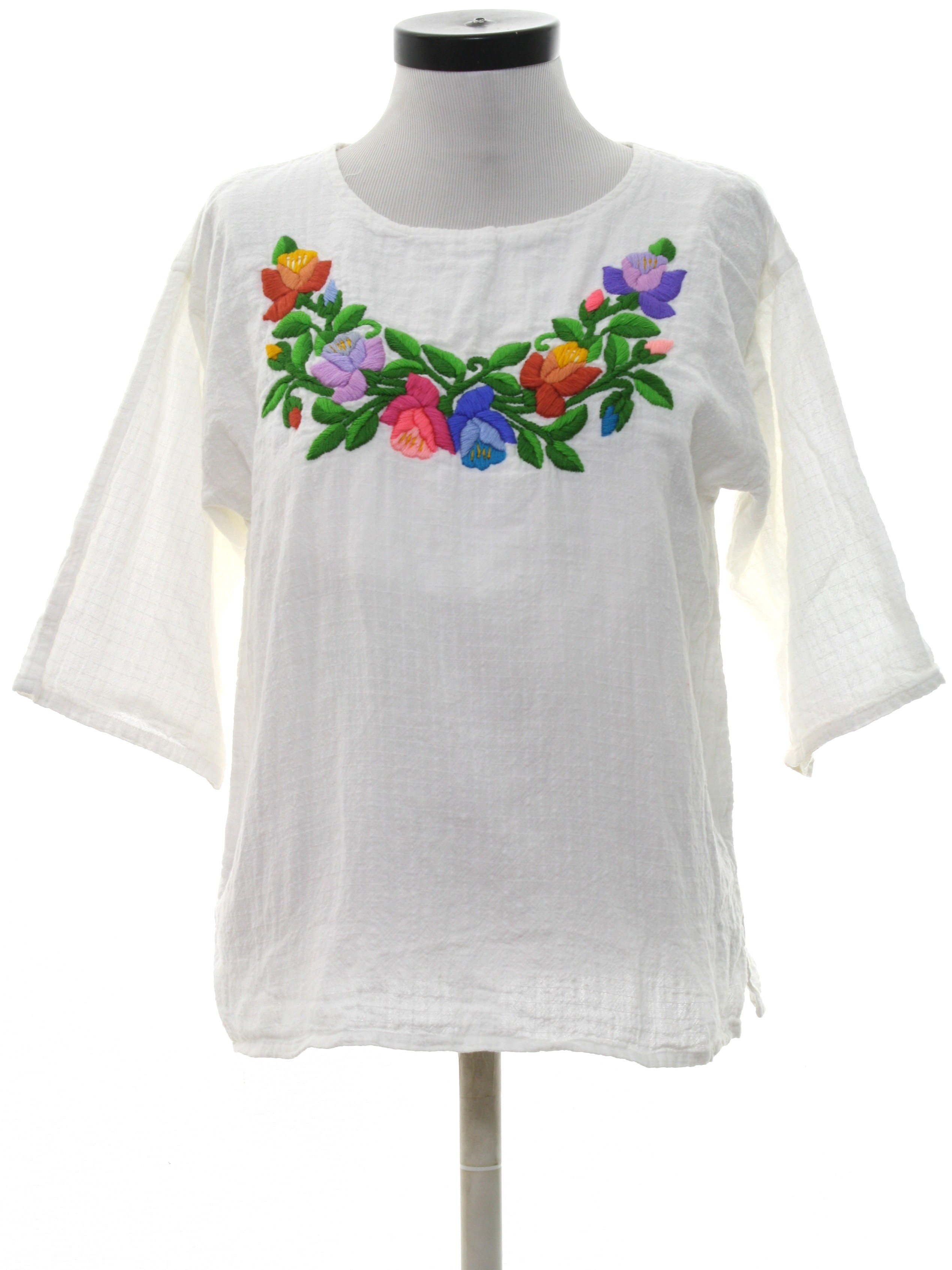S Hippie Shirt Elohim 80s Womens White Background