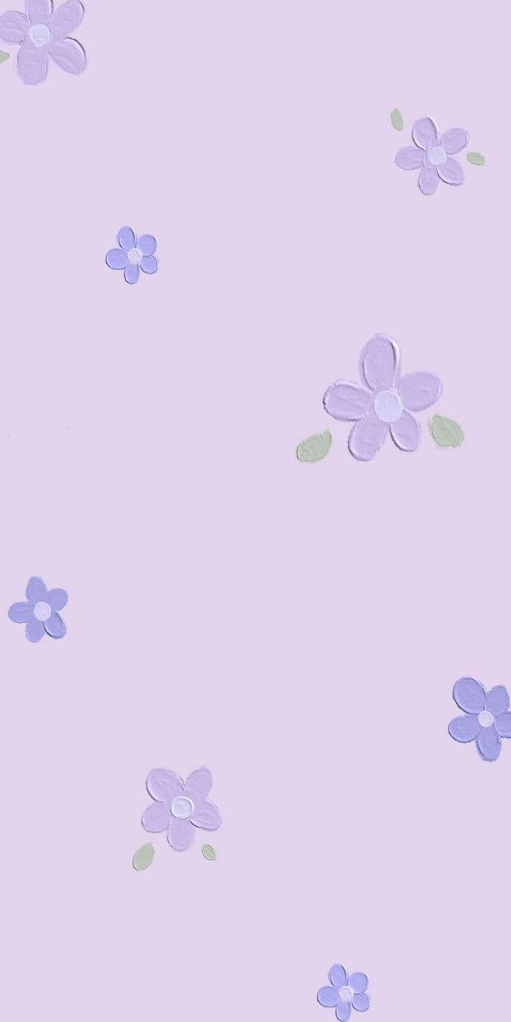 Light Purple Hand Drawn Flowers Aesthetic Mobile Phone Wallpaper