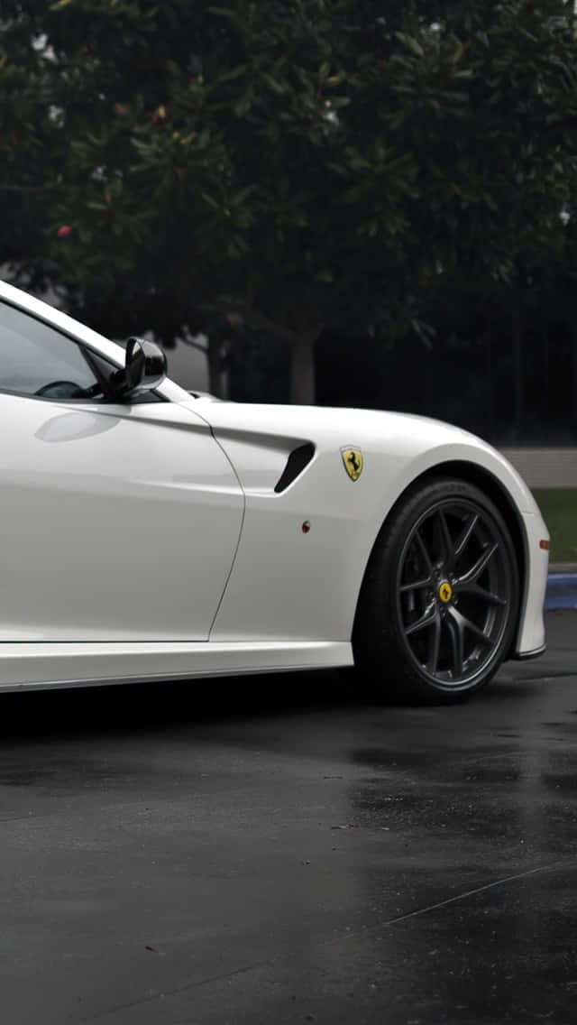 White Ferrari iPhone Wallpaper