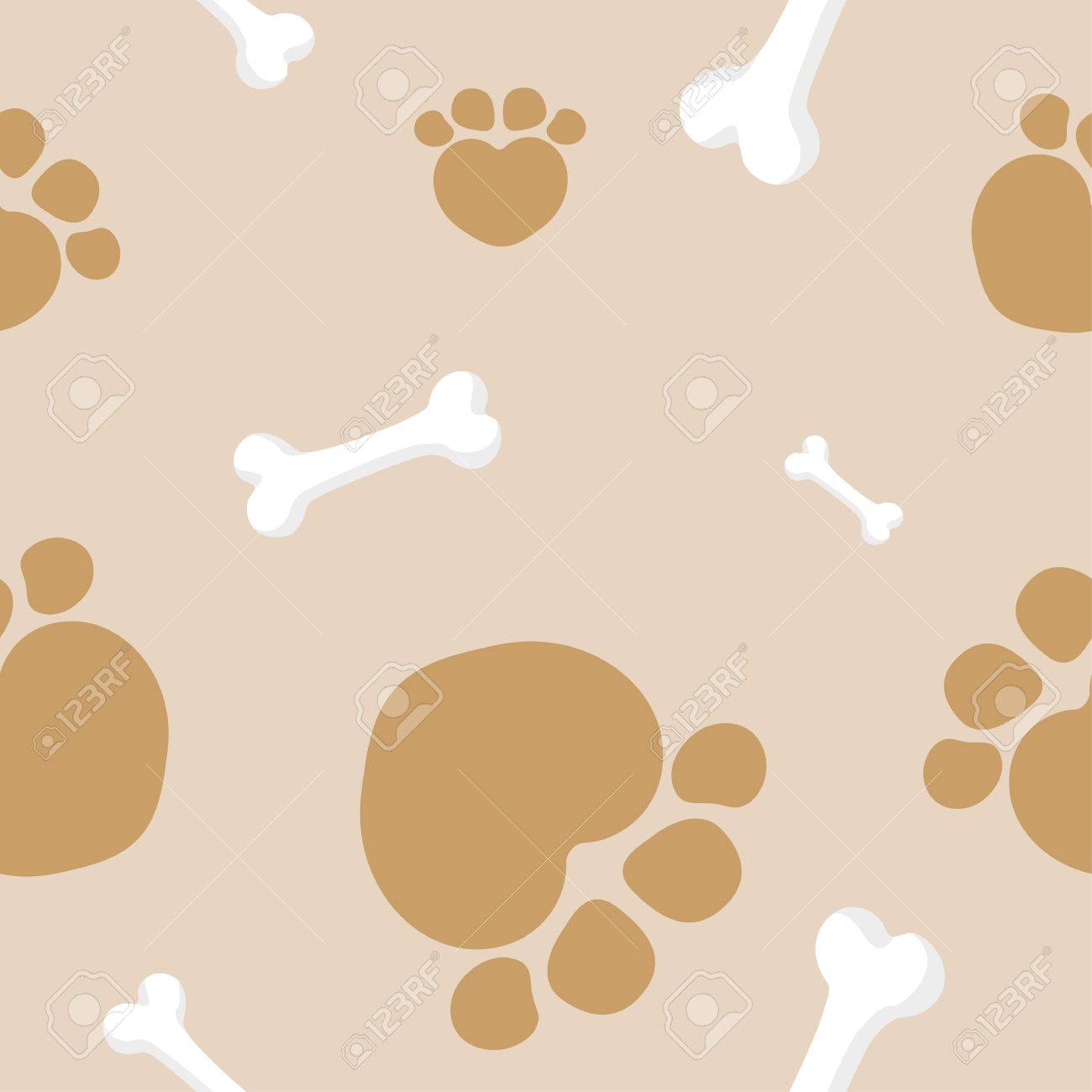 Illustration Background Wallpaper With Paws Of Pets And Dog Bones