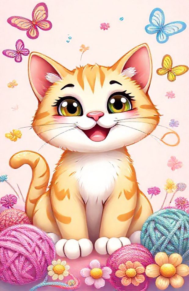 Cute Cartoon Cat Wallpaper